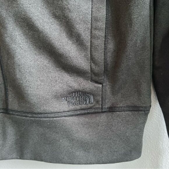The North Face Lanna Funnel Neck Hoodie Charcoal Gray Lime Green Hood Strings S - Picture 3 of 10